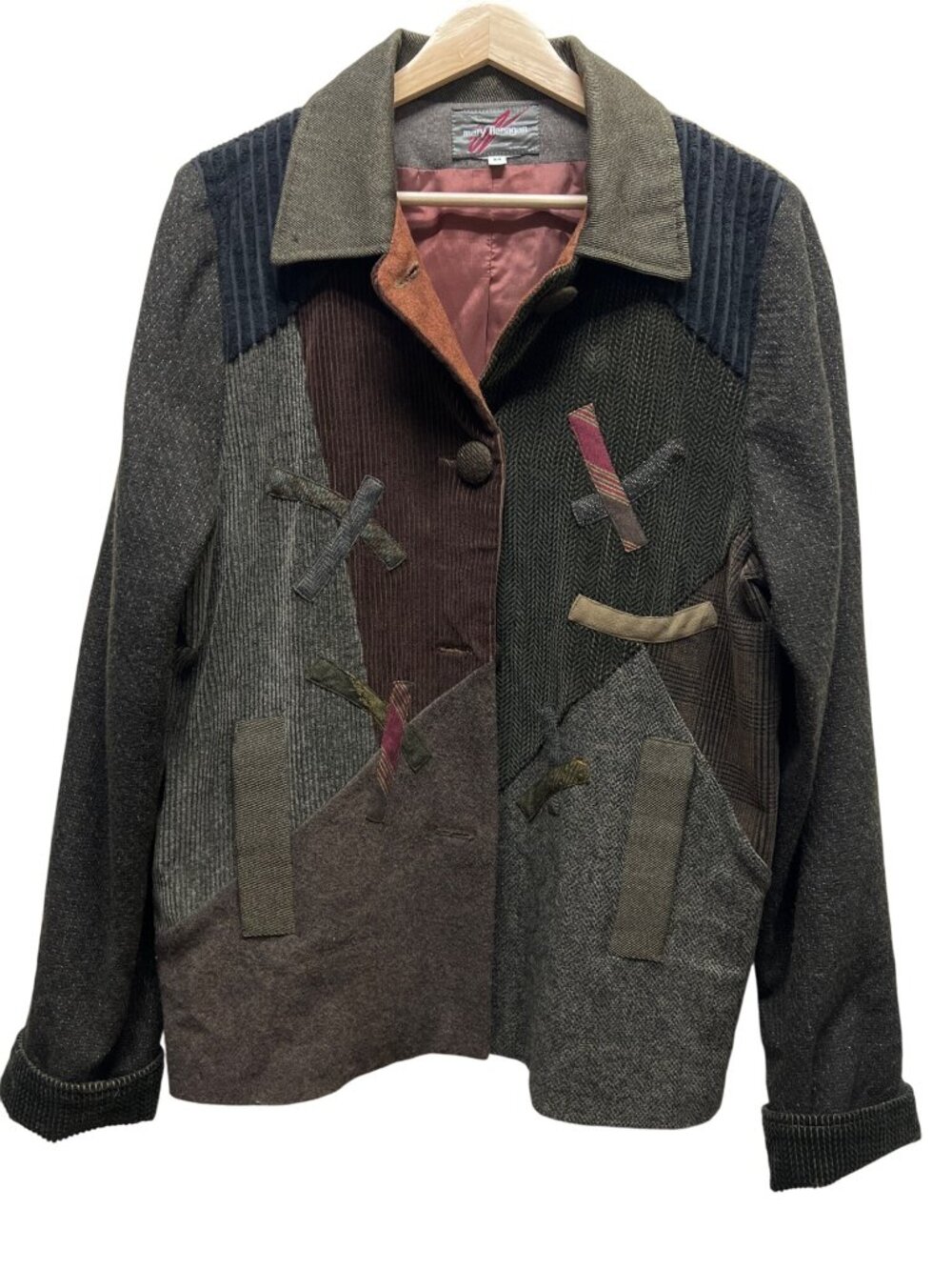Mary Flanagan Vintage 80's Tweed and Corduroy Patchwork Jacket - Picture 2 of 8